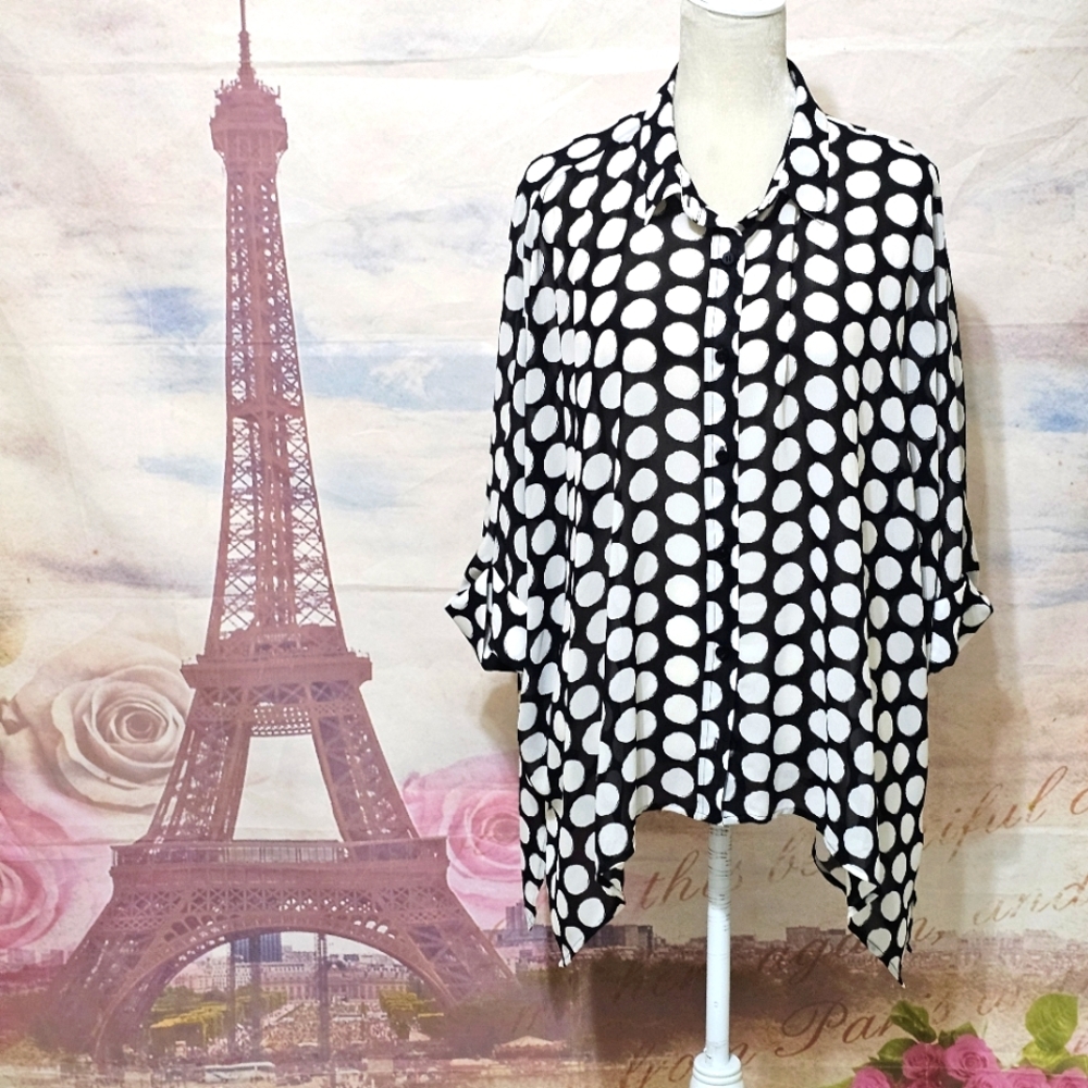 Chico's Black and White Polka Dot Blouse